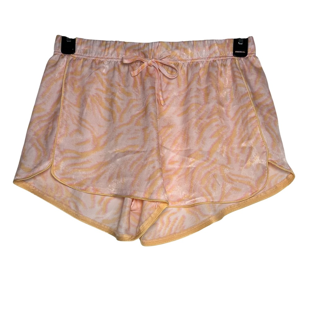 BP Nordstrom Pink Orange Tiger‎ Stripe Satin Pajama Shorts Small Metallic Animal